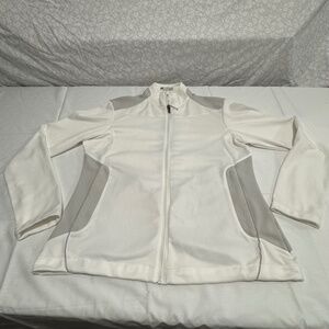 white jacket brand gear for sport size medium with full zipper and pocket